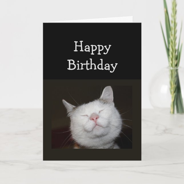 Carte Anniversaire Humour mignon Chat souriant pour Insp (Devant)