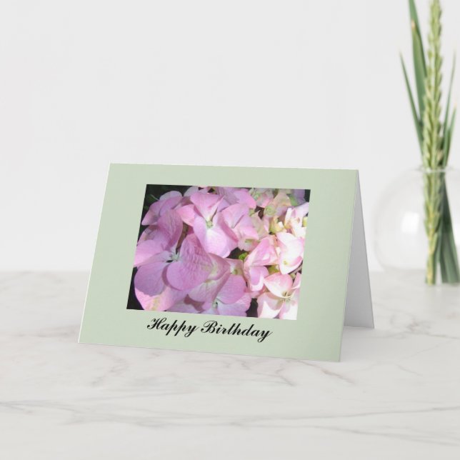 Carte Anniversaire Hydrangea Rose (Devant)