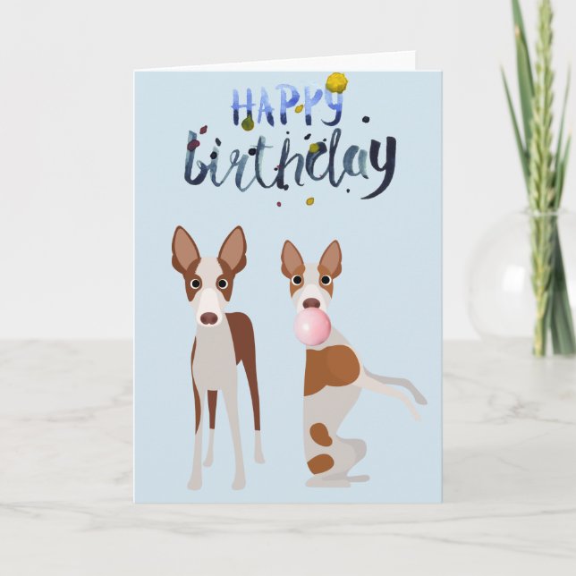 Carte Anniversaire Ibizan Hound Chien Animal Bubble Gum (Devant)