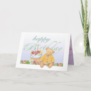 Carte Anniversaire illustré de petit gâteau de nounours