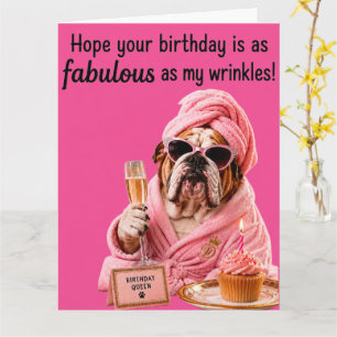 CARTE  ANNIVERSAIRE INCROYABLE ET DRÔLE BOULEDOGUE ANGLA