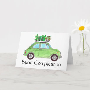 Carte Anniversaire italien Retro Fiat 500
