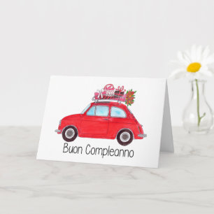 Carte Anniversaire italien Retro Fiat 500