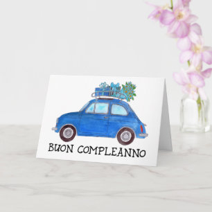 Carte Anniversaire italien Retro Fiat 500