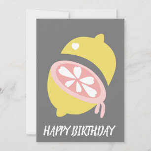 Carte Anniversaire Jaune Rose Goutte à Goutte de Citron