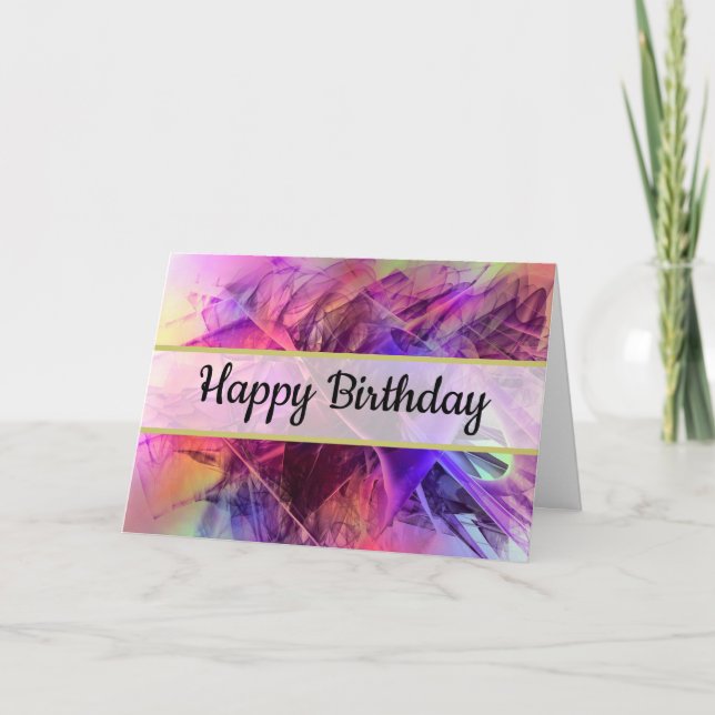 Carte Anniversaire Joyeux Abstrait Moderne Rose Violet (Devant)