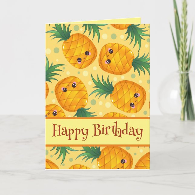 Carte Anniversaire joyeux de l'ananas mignon (Devant)