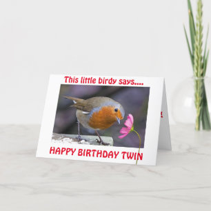 CARTE ANNIVERSAIRE JUMEAU SOUHAITE DE CE PETIT OISEAU