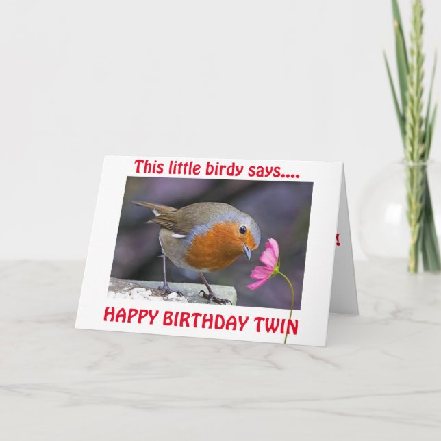 CARTE ANNIVERSAIRE JUMEAU SOUHAITE DE CE PETIT OISEAU (Devant)