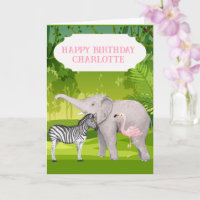 safari anniversaire salutation cartes avec mignonne animaux