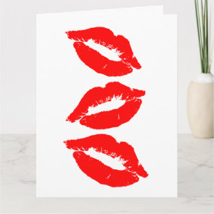 CARTE ANNIVERSAIRE KISSES RED LIPS GREETING CARD
