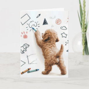 Carte Anniversaire Labradoodle Doodle Avec Crayons