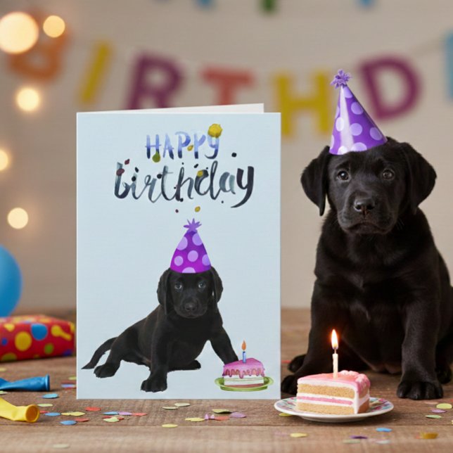Carte Anniversaire Labrador Retriever Lab Black Puppy (Créateur téléchargé)