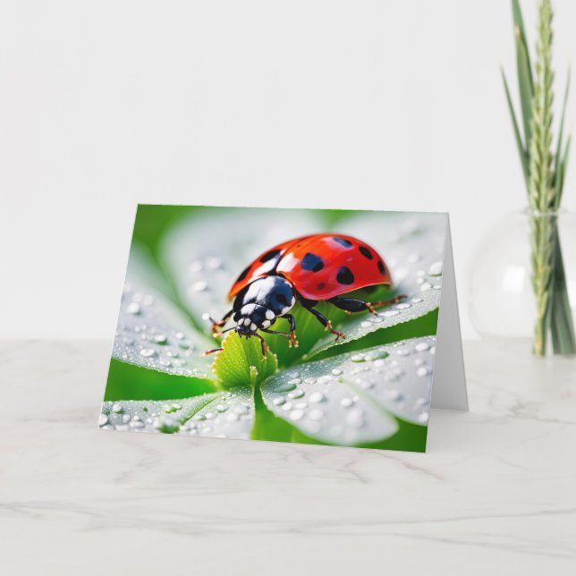 Carte Anniversaire Ladybug Sur 4 Feuille Clover (Devant)