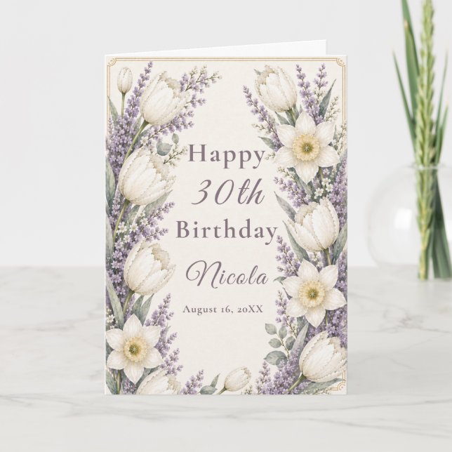 Carte Anniversaire Lavande et Ivoire (Devant)