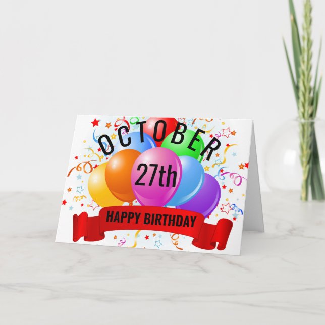 Carte Anniversaire le 27 octobre (Devant)
