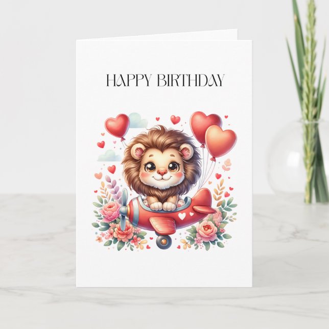Carte Anniversaire Lion Volant (Devant)