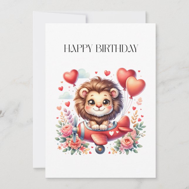 Carte Anniversaire Lion Volant (Devant)