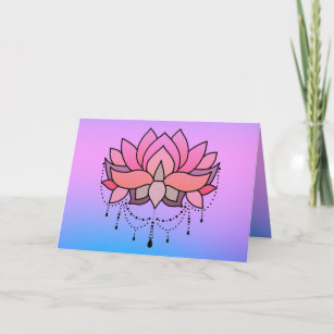 Carte Anniversaire Lotus Rose Bleu Tranquille Motivation