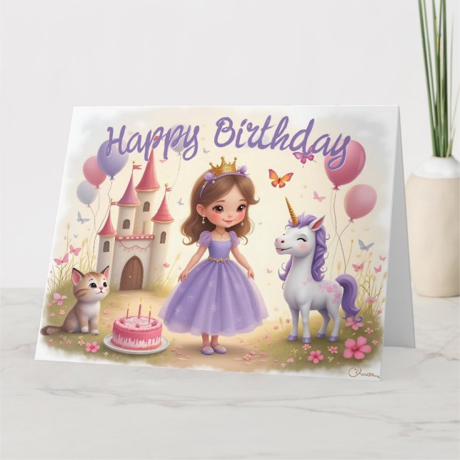 Carte Anniversaire magique dans un monde de conte de fée (Devant)