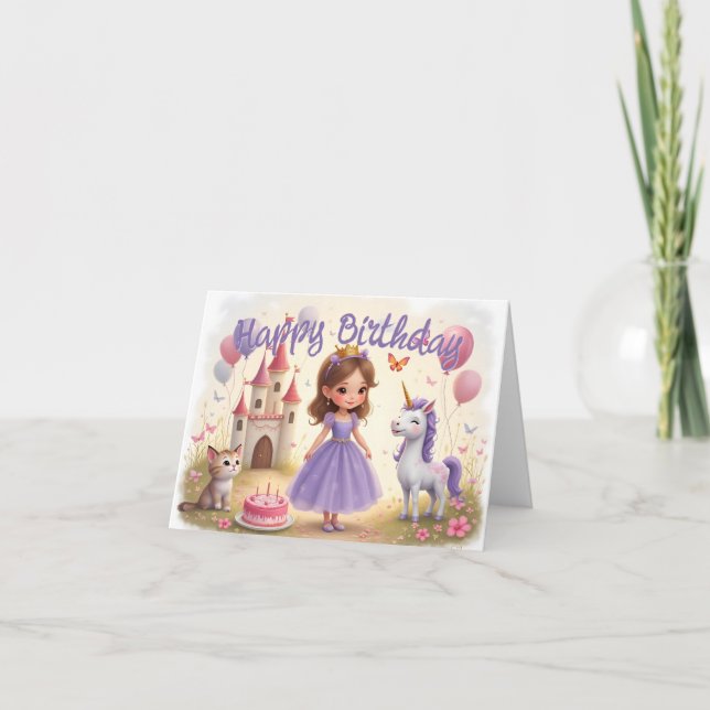Carte Anniversaire magique dans un monde de conte de fée (Devant)