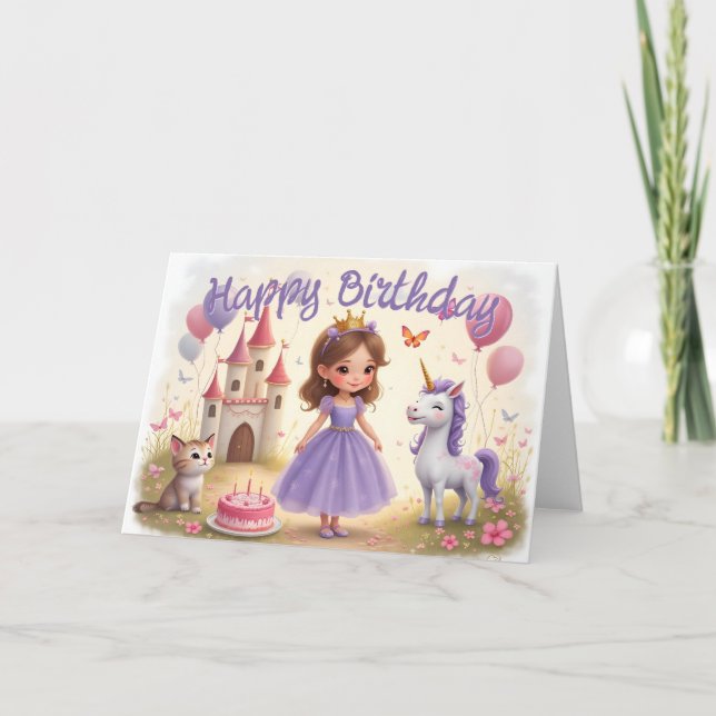 Carte Anniversaire magique dans un monde de contes de fé (Devant)