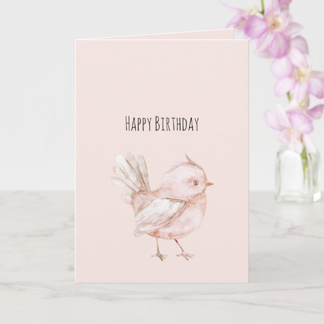 Carte Anniversaire Magique d'Oiseau Rose Fardé (Orchidée)