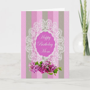 Carte ANNIVERSAIRE - Maman - Vieille Mode - Lilacs et de