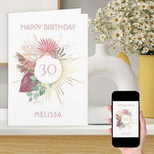 Carte Anniversaire Mandala Soleil Herbe des Pampas Bohèm