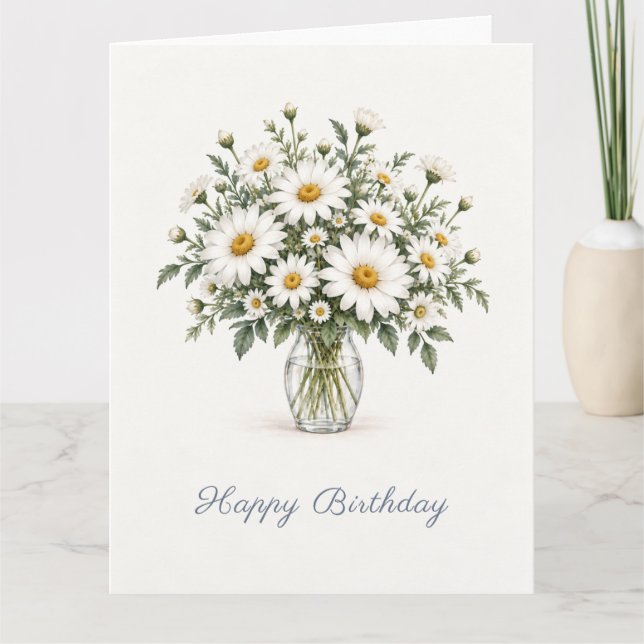 Carte Anniversaire Marguerite Blanche (Devant)