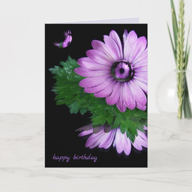 Carte anniversaire marguerite violette avec réflexion de (Devant)