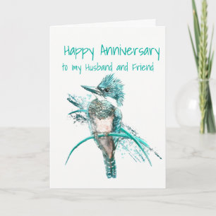 Carte Anniversaire Mari et ami Kingfisher Bird Art