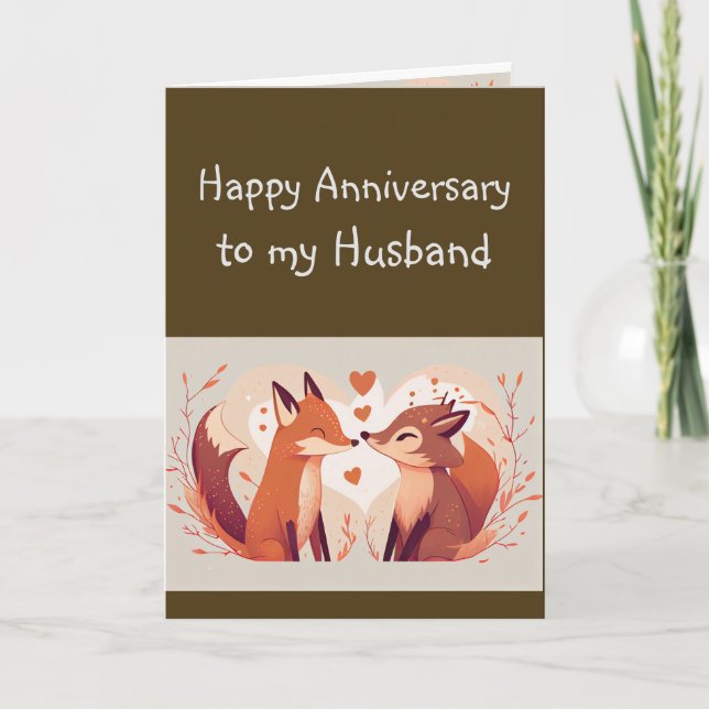 Carte Anniversaire Mari partenaire amusant Fox Animaux (Devant)