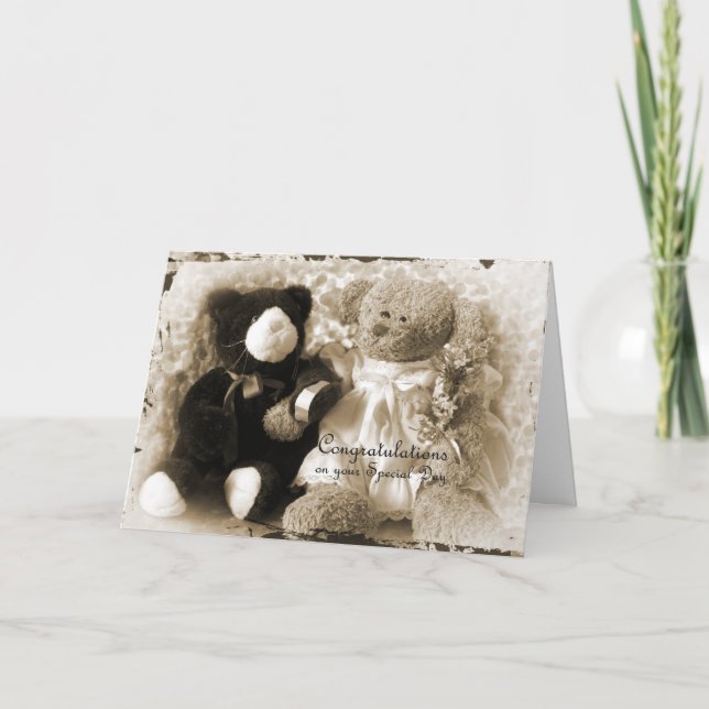 Carte Anniversaire-Mariage - ours et peluche (Devant)