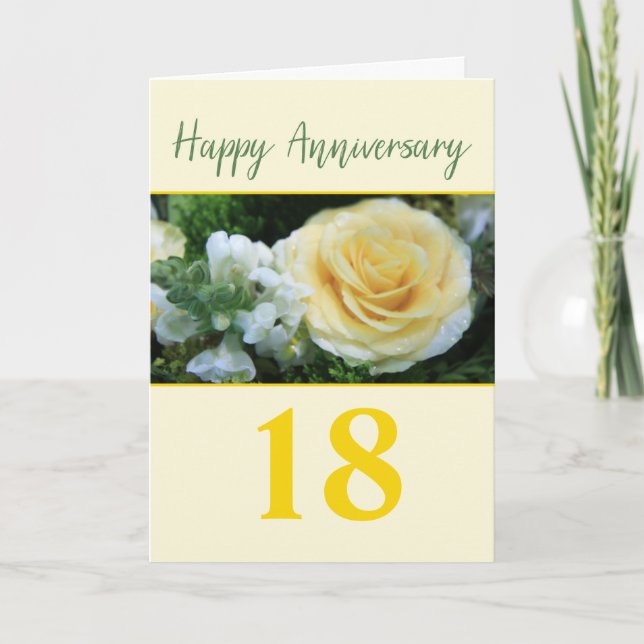 Carte Anniversaire Mariage personnalisable Rose jaune (Devant)