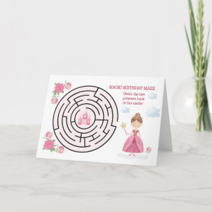 Carte Anniversaire Maze Pink Princesse avec baguette et 