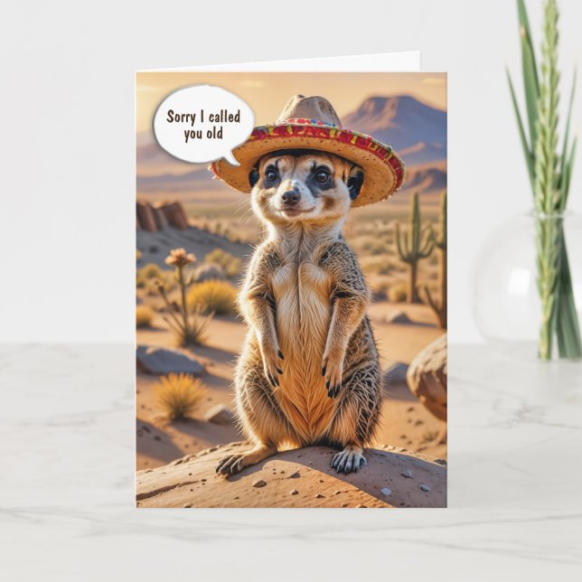 Carte Anniversaire Meerkat portant un Sombrero (Devant)