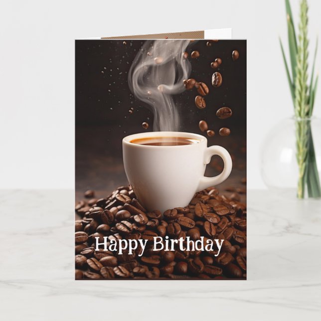 Carte Anniversaire Meilleur âge avec le café amusant (Devant)