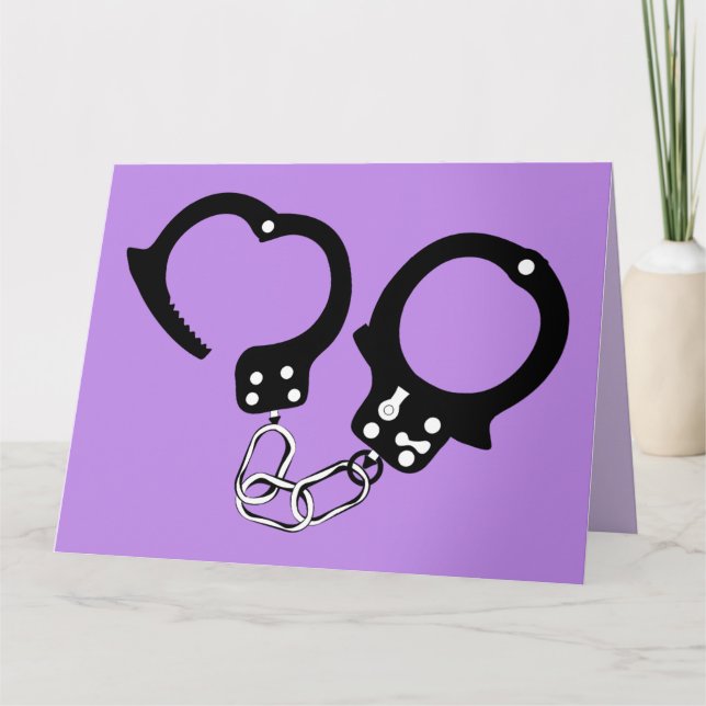 CARTE ANNIVERSAIRE MENOTTES AMOUR FEMME MARI (Devant)
