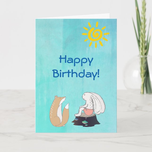 Carte Anniversaire mignon d'illustration de Fox et de (Devant)