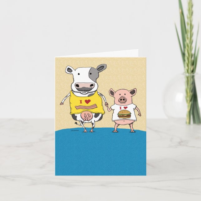 Carte Anniversaire mignon et drôle de la vache et du cou (Devant)