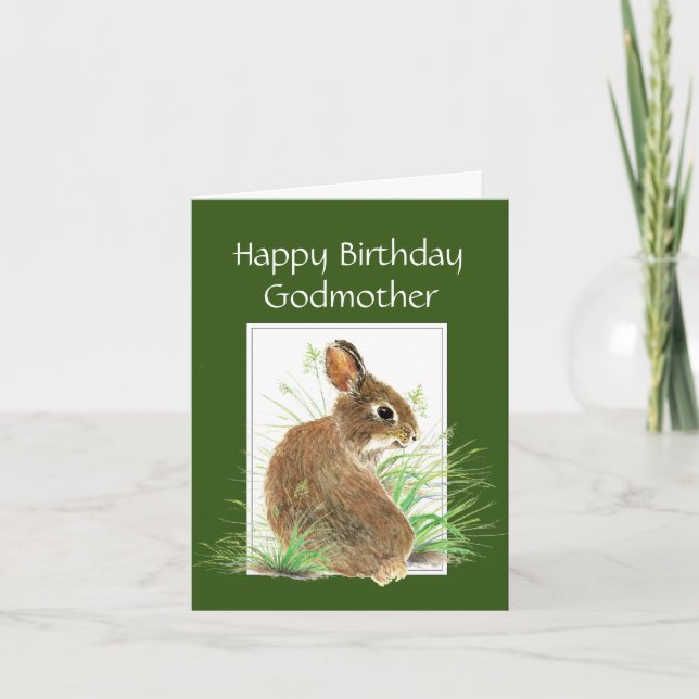 Carte Anniversaire Mignonne Lapin Meilleur Godmère Jamai (Devant)