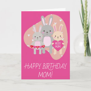 Carte Anniversaire Mignonne Meilleure Maman Lapin Lapin 