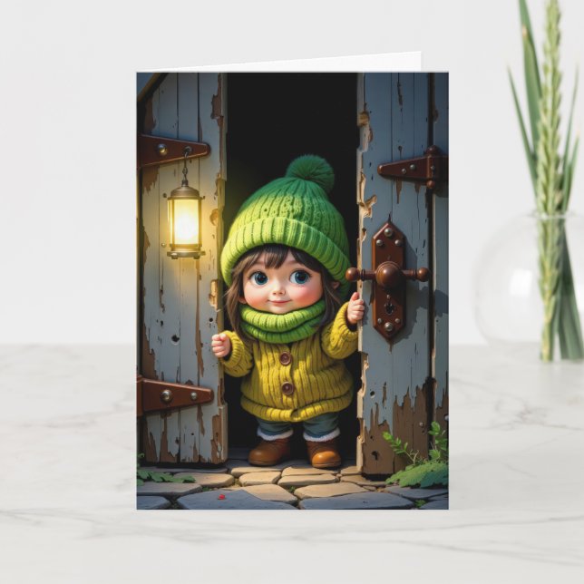 Carte Anniversaire mignonne Munchkin par une vieille por (Devant)