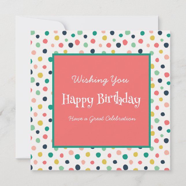 Carte Anniversaire Mod Orange Turquoise Dots Blanc (Devant)