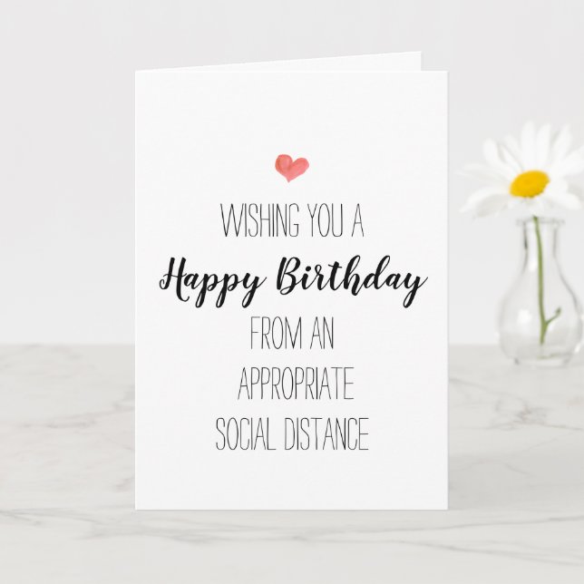 Carte Anniversaire moderne minimaliste distance sociale (Petite plante)
