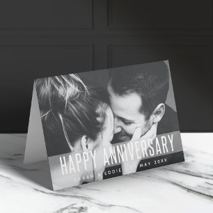 Carte Anniversaire moderne Photo Love Happy Couples No