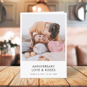 Carte Anniversaire moderne Photo Love Kisses Stylish