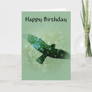 Carte Anniversaire montant de corneille d'oiseau vert