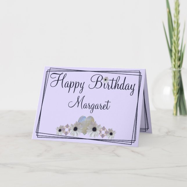 Carte Anniversaire Moonstone Daisies Fractées Bordure po (Devant)